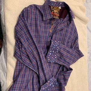 Robert Graham Blue/Pink Plaid 3XL shirt